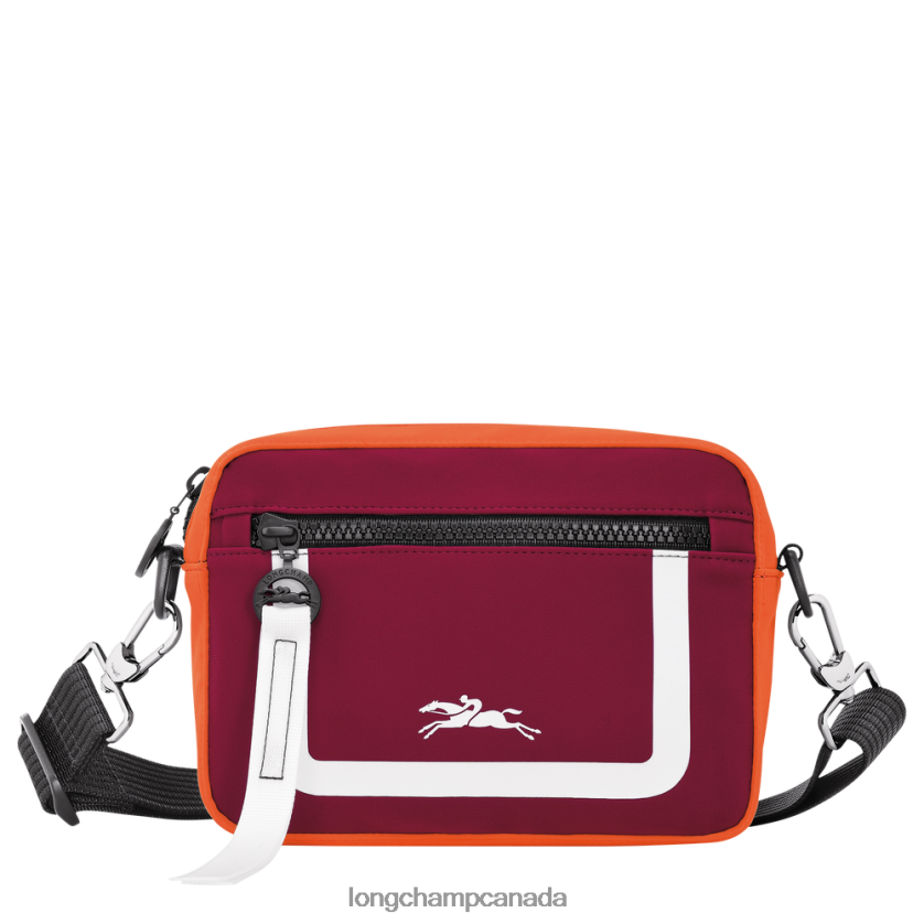 Longchamp Le Pliage Collection Camera bag Orange/Burgundy Men Bags 2XXDPB335