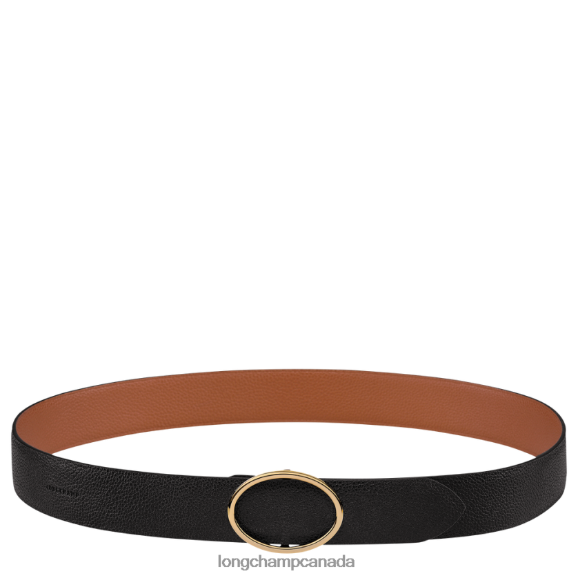 Longchamp Le Foulonne belt Black/Caramel Women Accessories 2XXDPB960