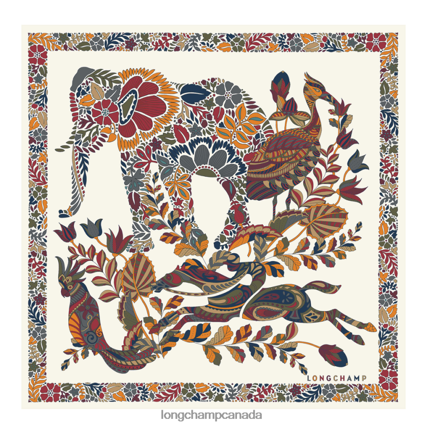 Longchamp Spring/Summer 2023 Collection Silk scarf 50 Ecru Women Accessories 2XXDPB1004