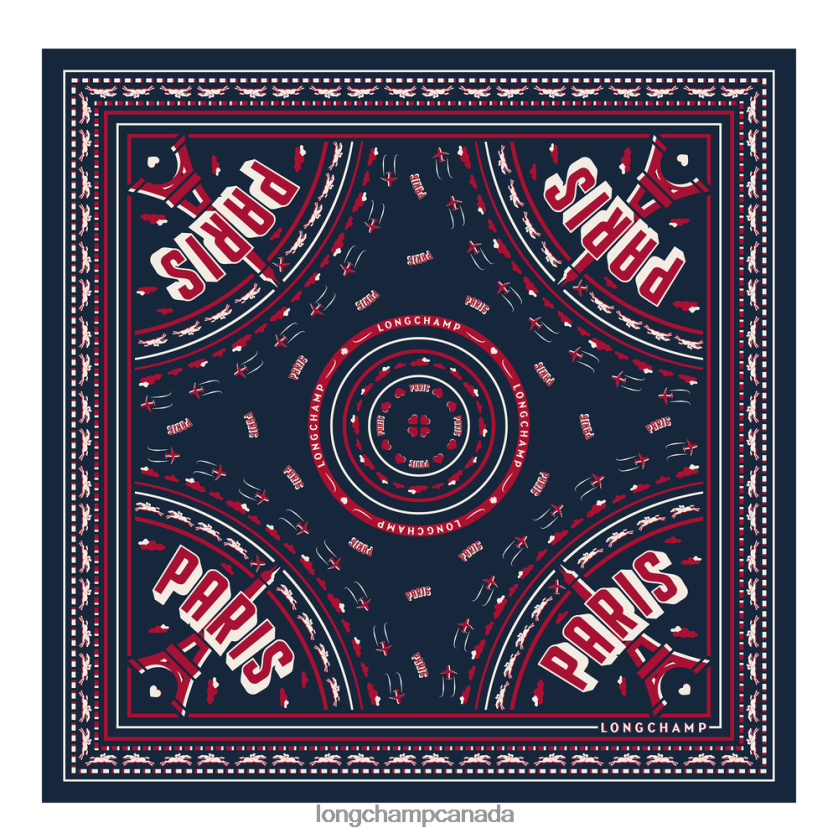 Longchamp Spring/Summer 2023 Collection Silk scarf 50 Navy Women Accessories 2XXDPB1015