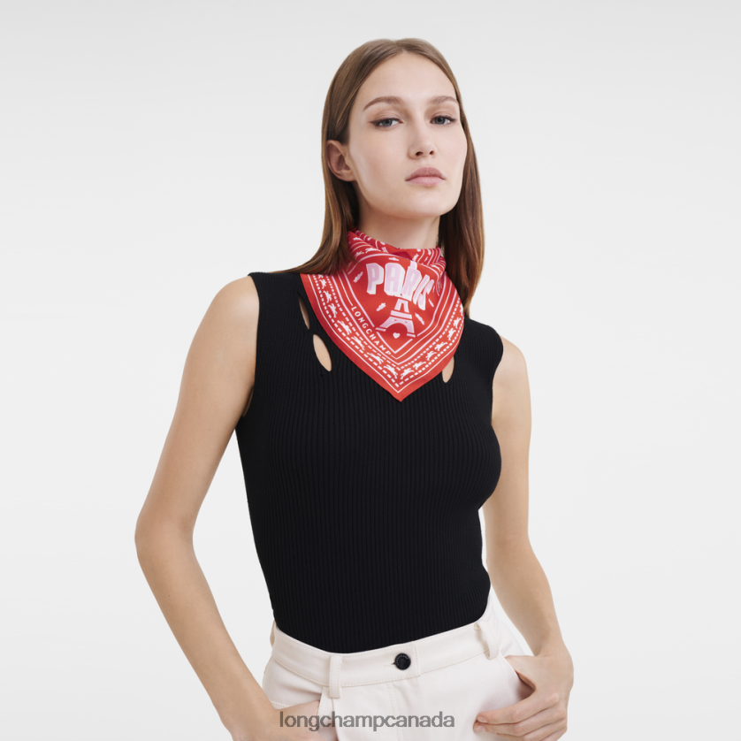 Longchamp Spring/Summer 2023 Collection Silk scarf 50 Orange Women Accessories 2XXDPB1016