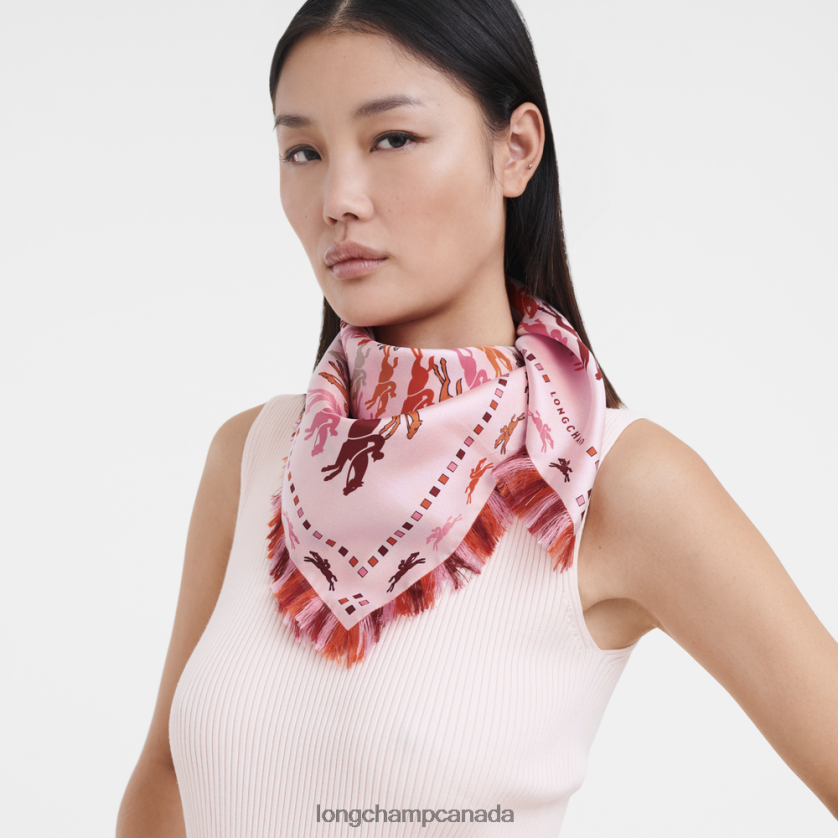 Longchamp Spring/Summer 2023 Collection Silk scarf 70 Pink Women Accessories 2XXDPB1028