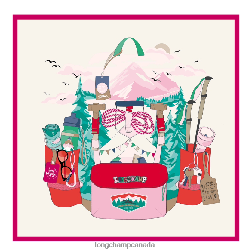 Longchamp Spring/Summer 2023 Collection Silk scarf 70 Pink Women Accessories 2XXDPB1034