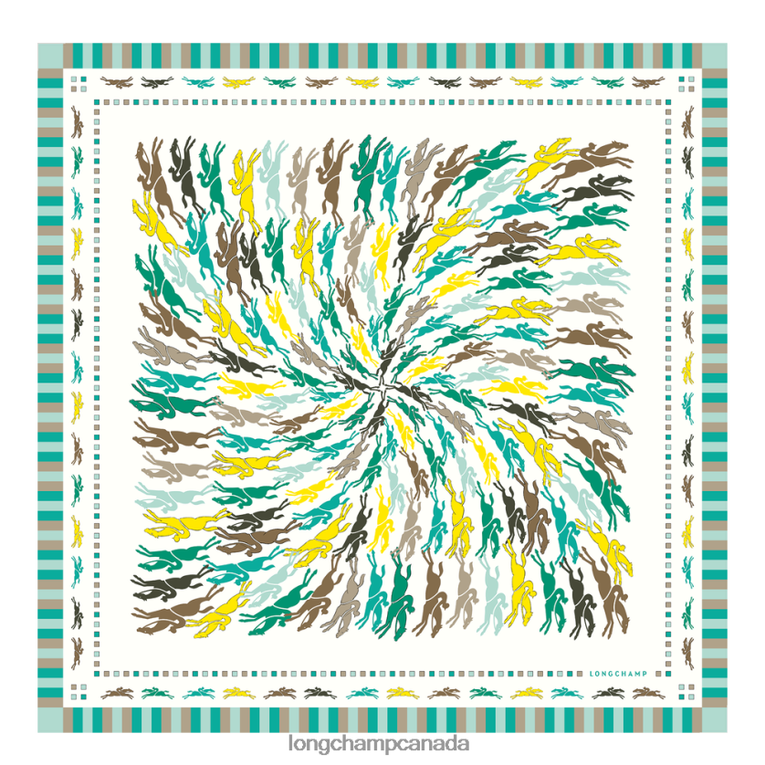 Longchamp Spring/Summer 2023 Collection Silk scarf 70 Turquoise Women Accessories 2XXDPB1029