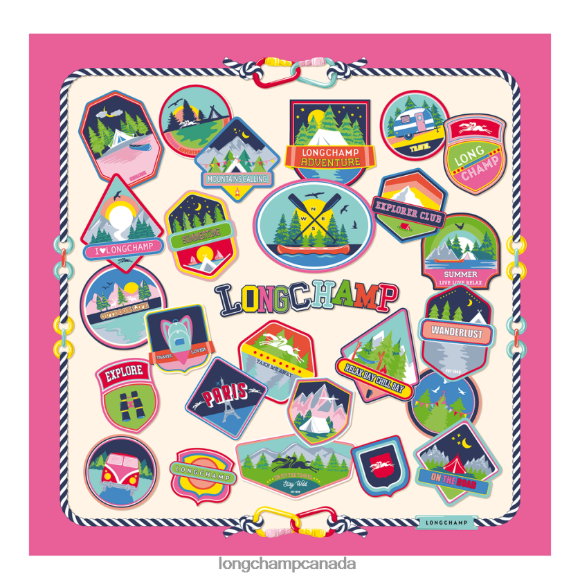 Longchamp Spring/Summer 2023 Collection Silk scarf 90 Fuchsia Women Accessories 2XXDPB1057