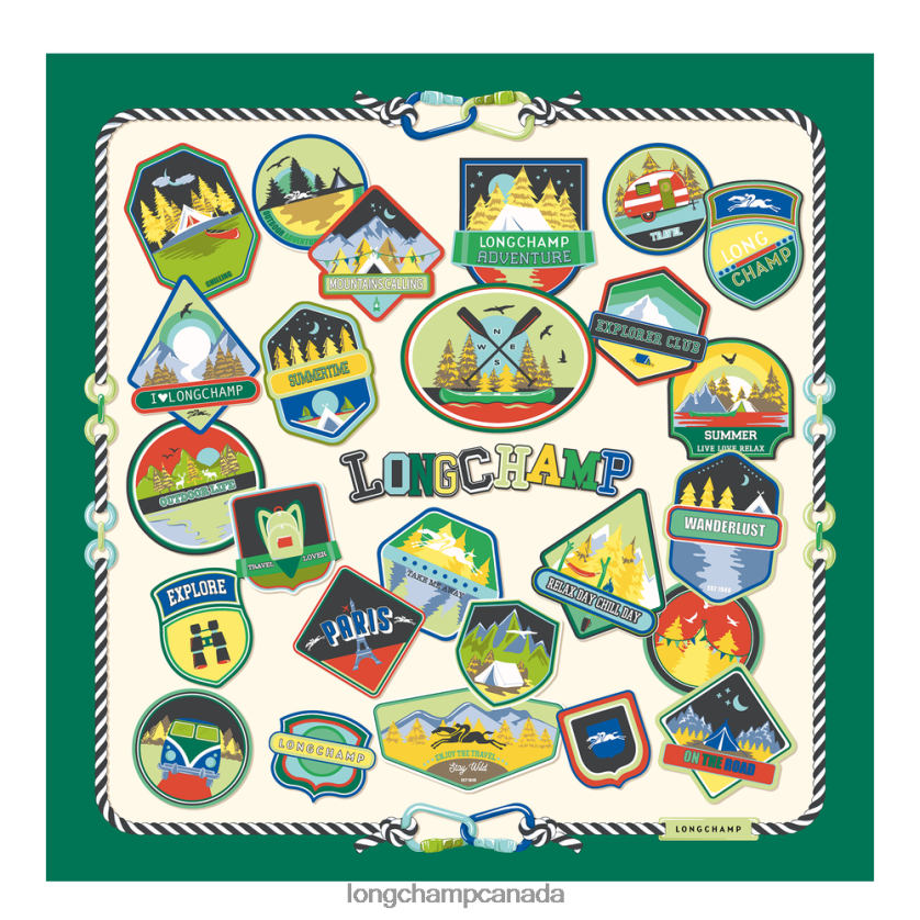 Longchamp Spring/Summer 2023 Collection Silk scarf 90 Grass/Green Light Women Accessories 2XXDPB1058