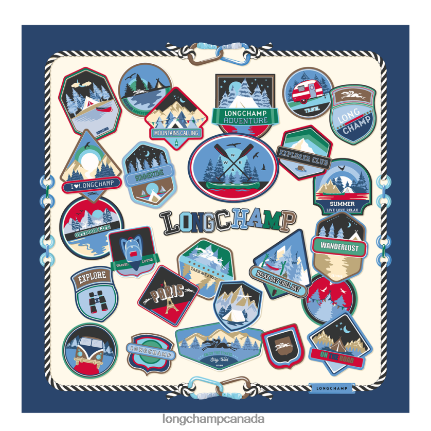 Longchamp Spring/Summer 2023 Collection Silk scarf 90 Navy Women Accessories 2XXDPB1056