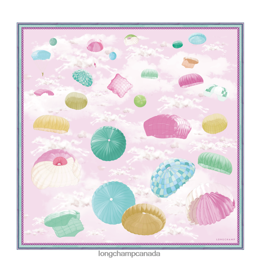 Longchamp Spring/Summer 2023 Collection Silk scarf 90 Pink Women Accessories 2XXDPB1052