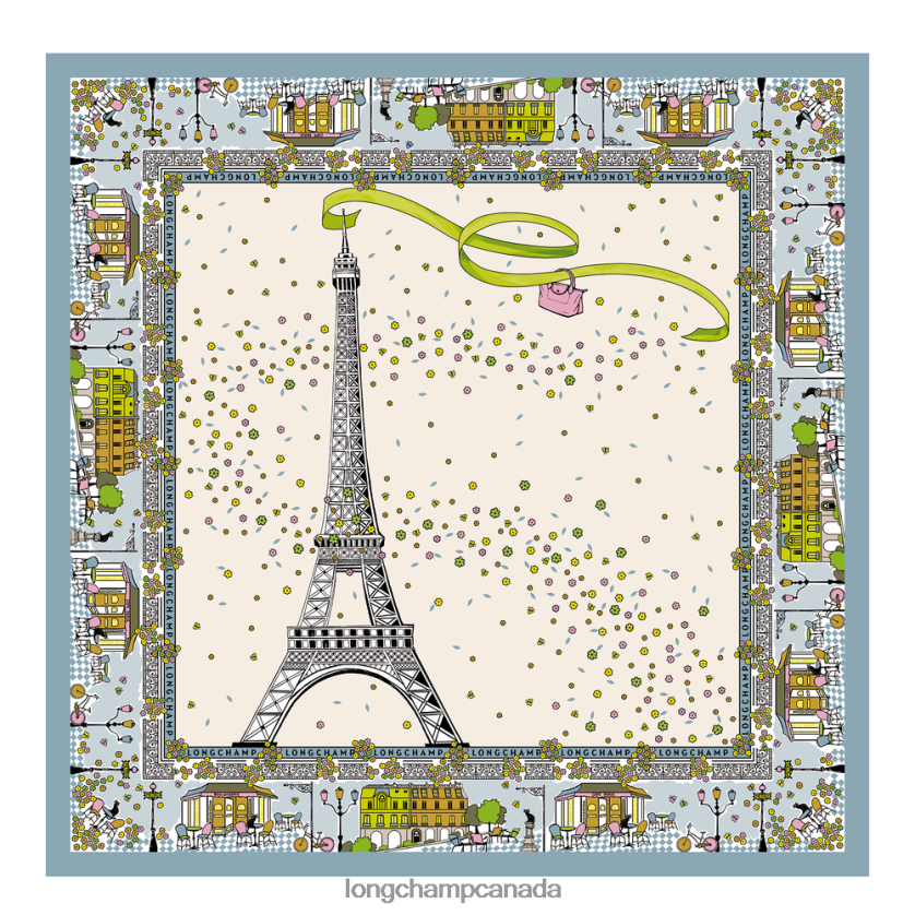 Longchamp Spring/Summer 2023 Collection Silk scarf Cloud Blue Women Accessories 2XXDPB1013