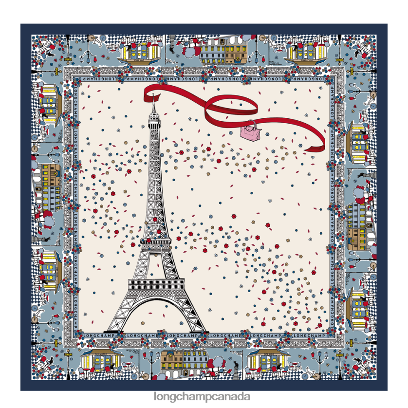 Longchamp Spring/Summer 2023 Collection Silk scarf Navy Women Accessories 2XXDPB1009