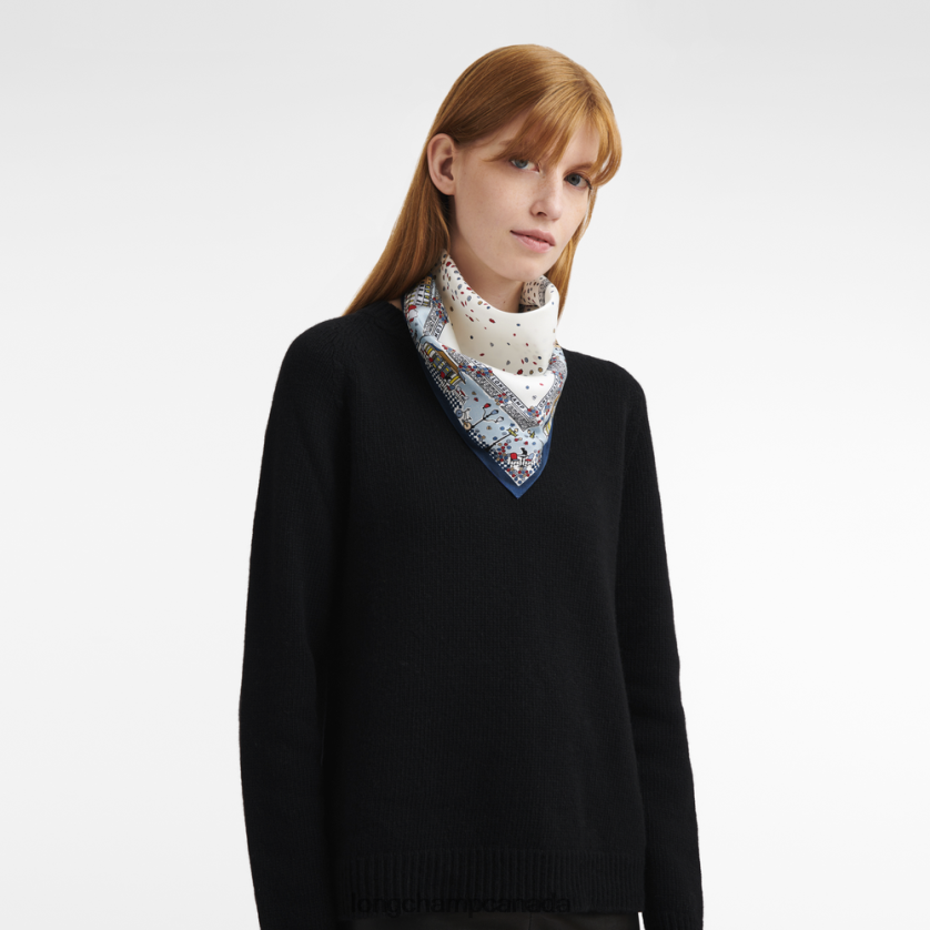 Longchamp Spring/Summer 2023 Collection Silk scarf Navy Women Accessories 2XXDPB1009