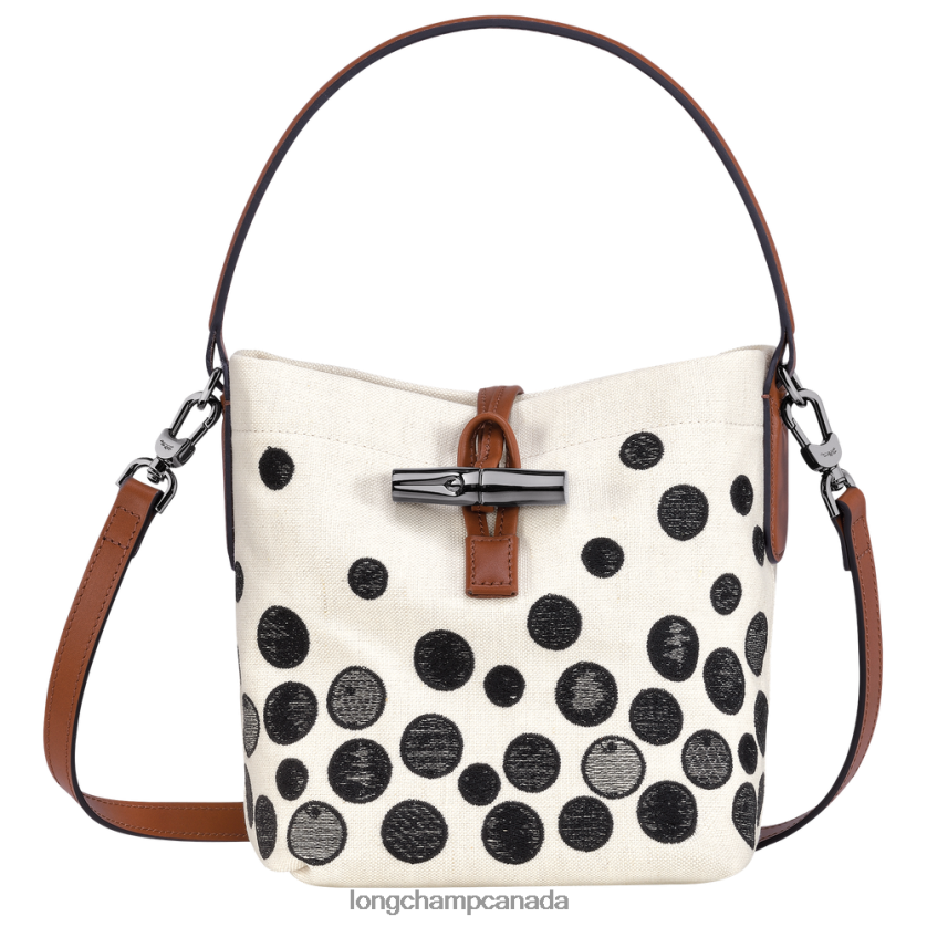 Longchamp Roseau Essential Bucket bag Black/White Women Bags 2XXDPB256