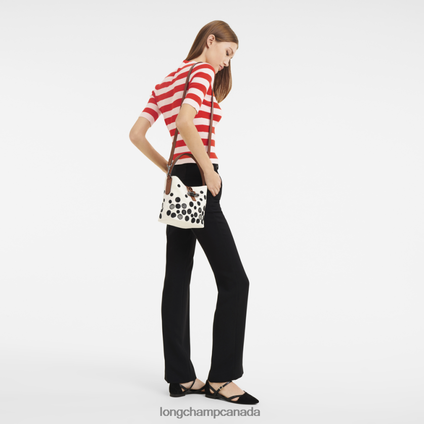 Longchamp Roseau Essential Bucket bag Black/White Women Bags 2XXDPB256
