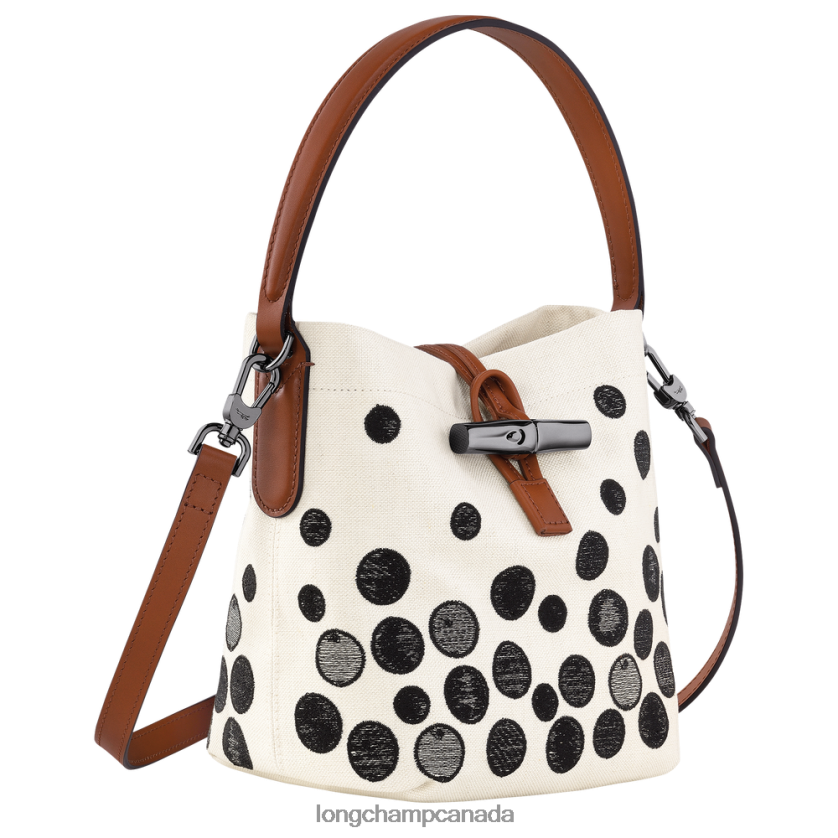 Longchamp Roseau Essential Bucket bag Black/White Women Bags 2XXDPB256