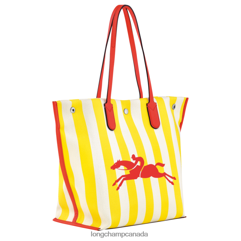 Longchamp Roseau Essential Tote bag Yellow/White Women Bags 2XXDPB364