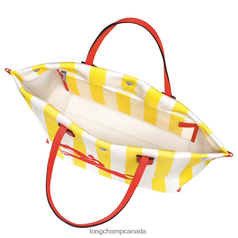 Longchamp Roseau Essential Tote bag Yellow/White Women Bags 2XXDPB364