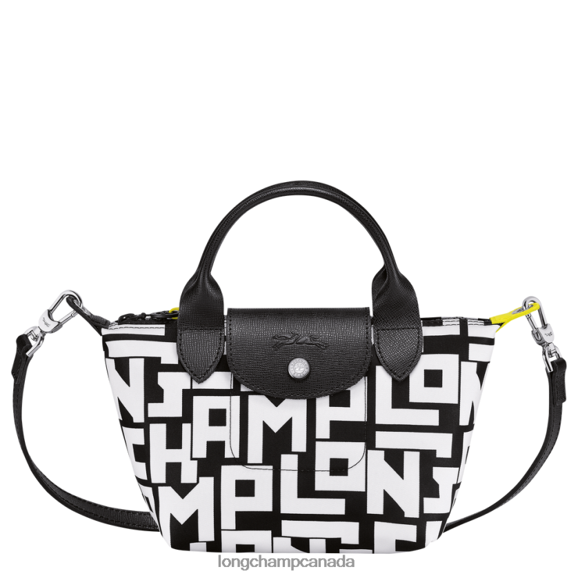 Longchamp Le Pliage LGP Handbag Black/White Women Bags 2XXDPB89