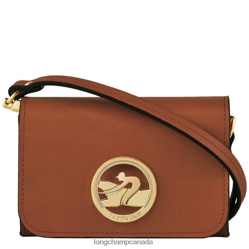 Longchamp Box-Trot Coin purse with shoulder strap Cognac Women Leather Goods 2XXDPB518