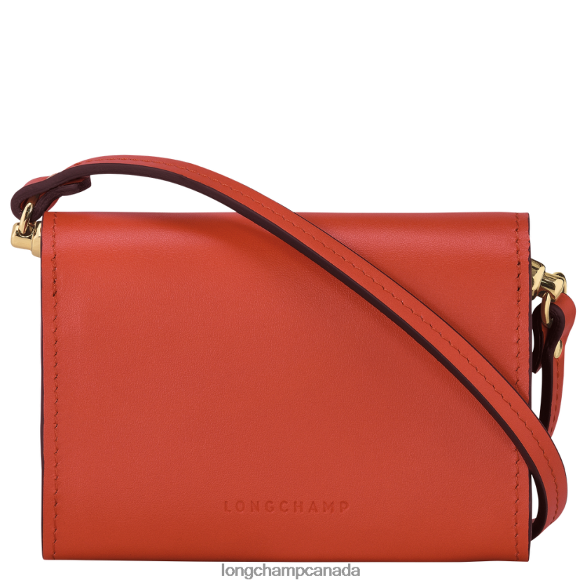 Longchamp Box-Trot Coin purse with shoulder strap Orange Women Leather Goods 2XXDPB517