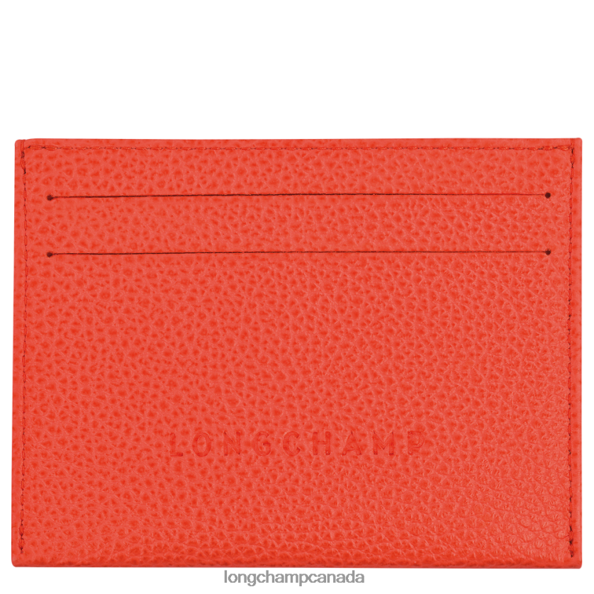 Longchamp Le Foulonne Cardholder Orange Women Leather Goods 2XXDPB644