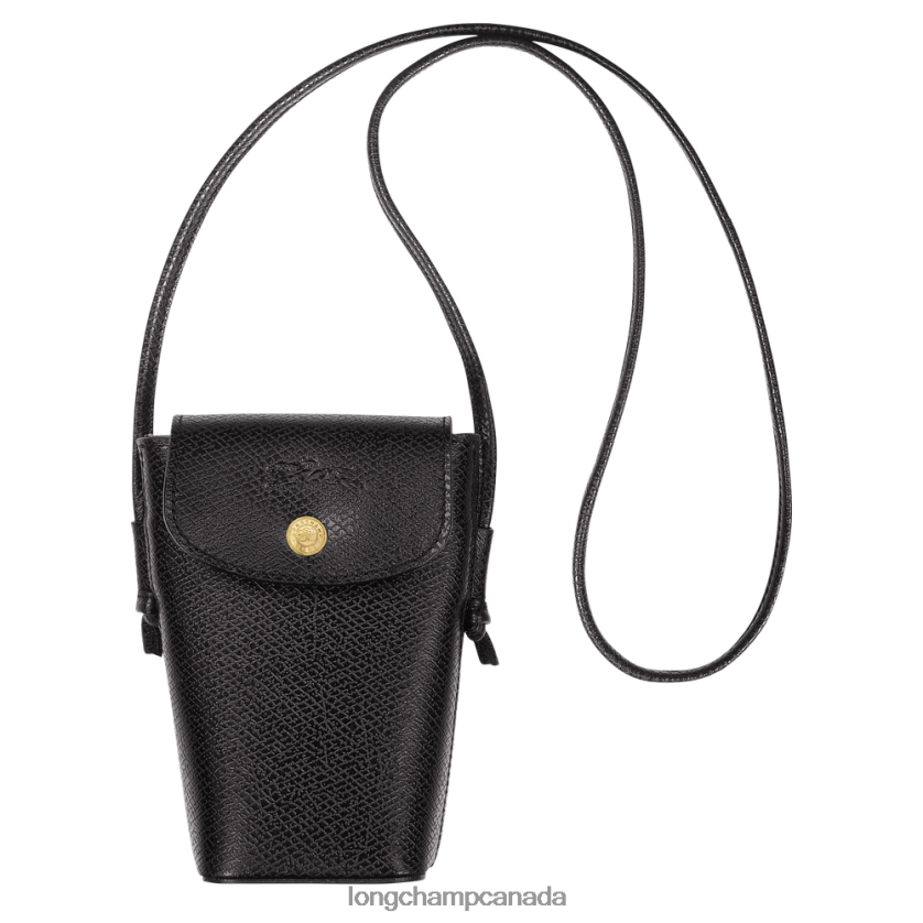 Longchamp Epure Phone case with leather lace Black Women Leather Goods 2XXDPB706