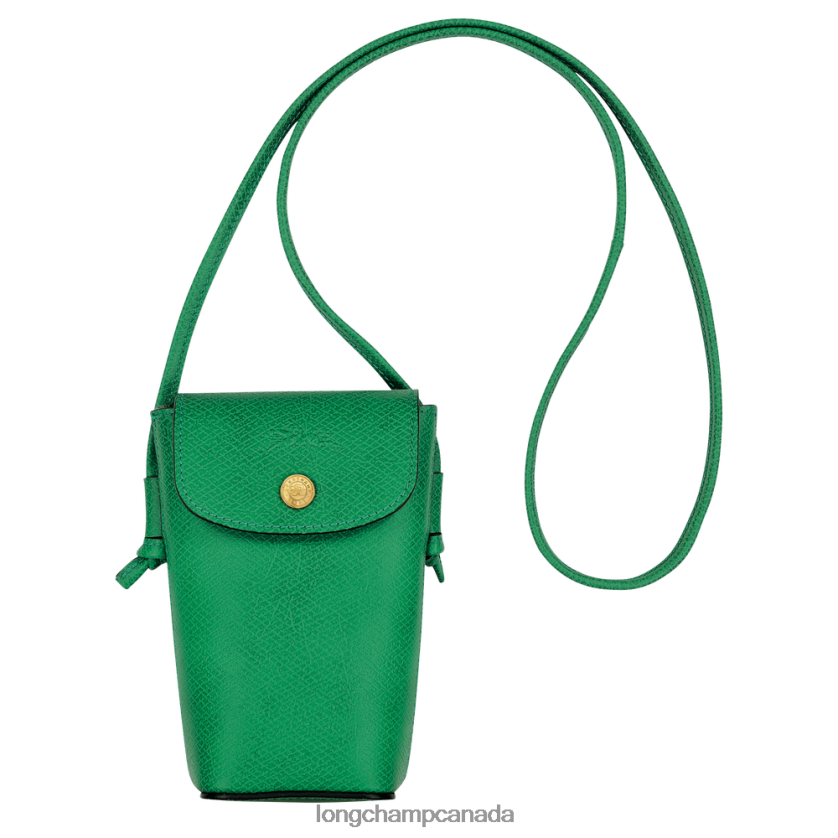 Longchamp Epure Phone case with leather lace Green Women Leather Goods 2XXDPB709