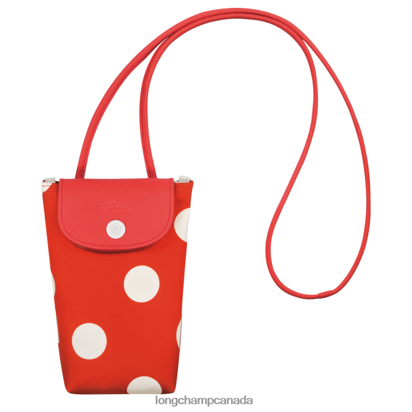 Longchamp Le Pliage Collection Phone case with leather lace Orange Women Leather Goods 2XXDPB676