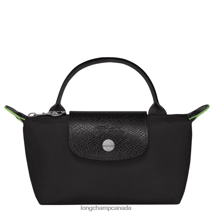 Longchamp Le Pliage Green Pouch with handle Black Women Leather Goods 2XXDPB669