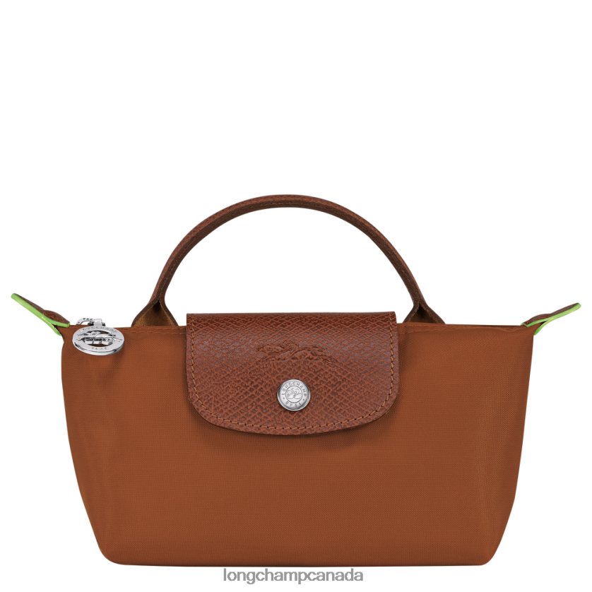 Longchamp Le Pliage Green Pouch with handle Cognac Women Leather Goods 2XXDPB671