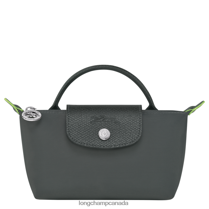 Longchamp Le Pliage Green Pouch with handle Graphite Women Leather Goods 2XXDPB672
