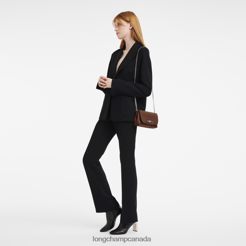 Longchamp Roseau Clutch Ebony Women Leather Goods 2XXDPB247