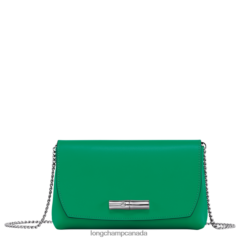 Longchamp Roseau Clutch Grass/Green Light Women Leather Goods 2XXDPB248