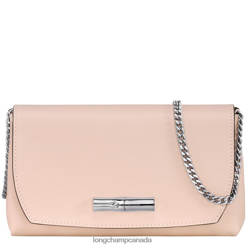 Longchamp Roseau Clutch Pale Pink Women Leather Goods 2XXDPB249