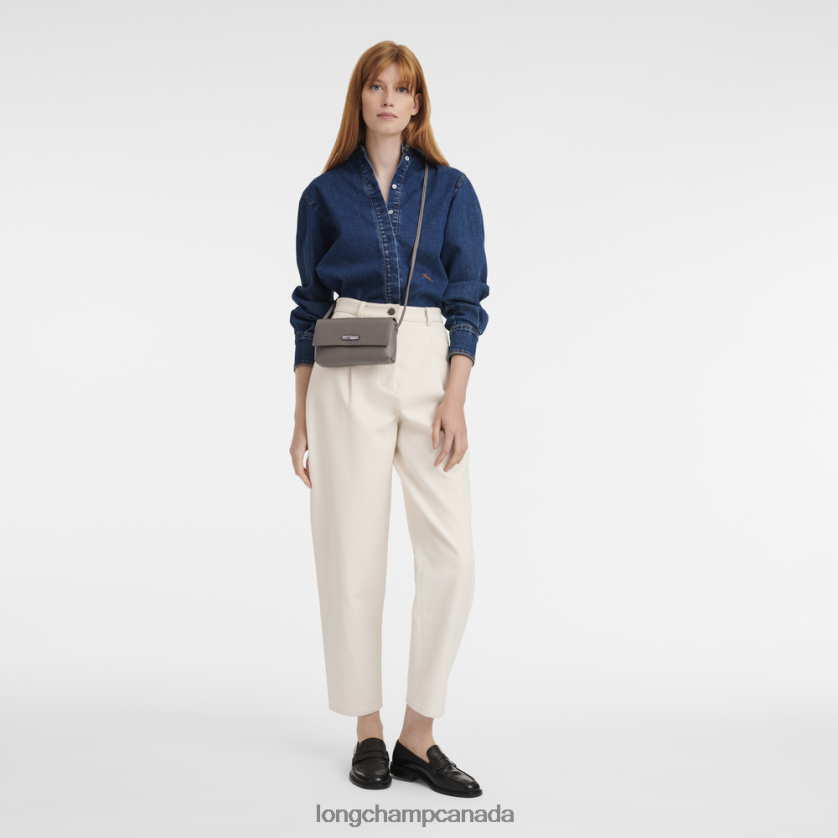 Longchamp Roseau Essential Clutch Grey Women Leather Goods 2XXDPB11