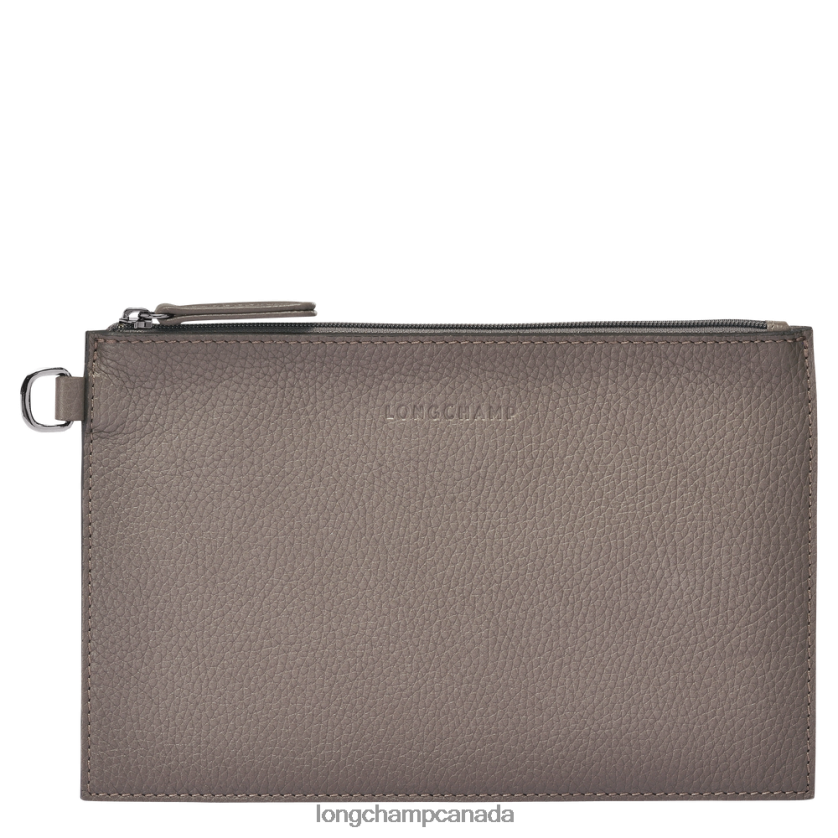Longchamp Roseau Essential Pouch Grey Women Leather Goods 2XXDPB692