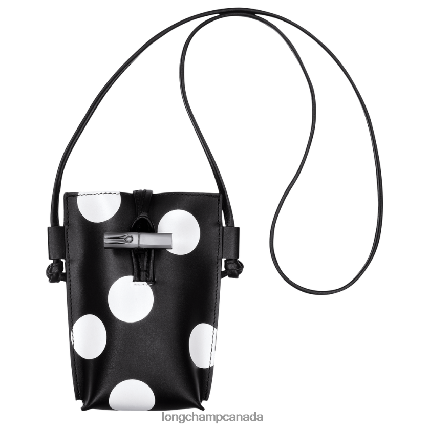 Longchamp Roseau Phone case with leather lace Black Women Leather Goods 2XXDPB682