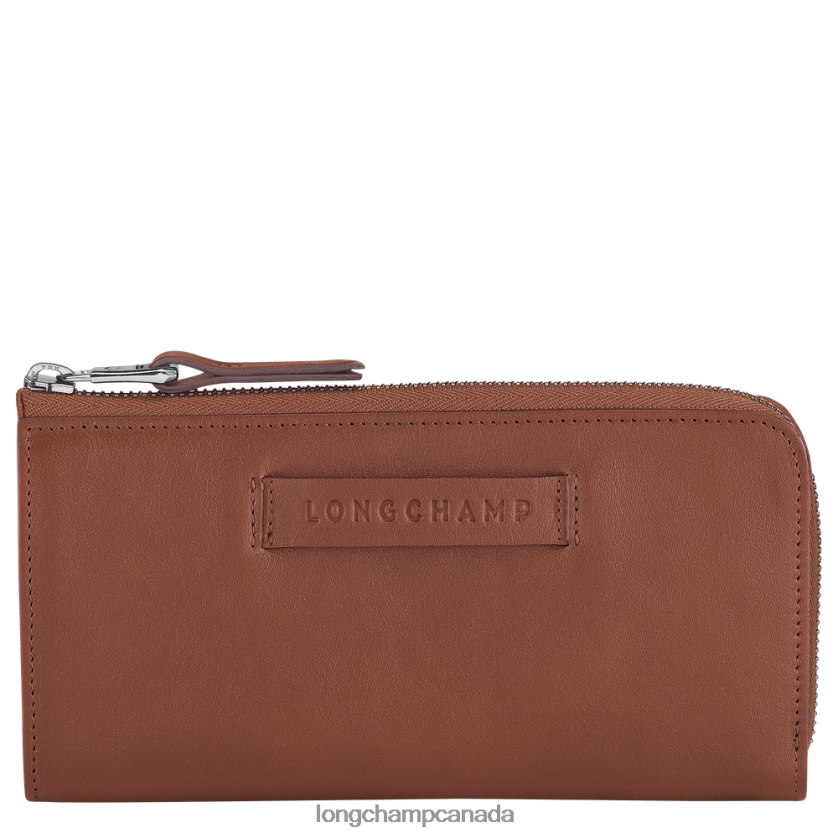 Longchamp 3D Wallet with zip around Cognac Women Leather Goods 2XXDPB624