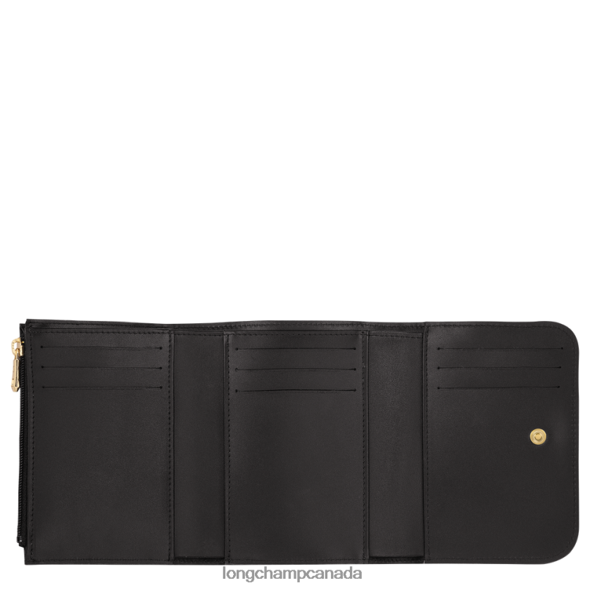 Longchamp Box-Trot Wallet Black Women Leather Goods 2XXDPB554