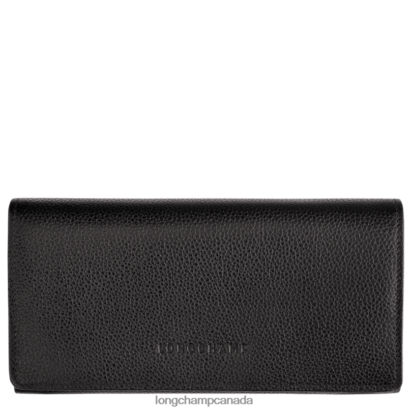 Longchamp Le Foulonne Continental wallet Black Women Leather Goods 2XXDPB609