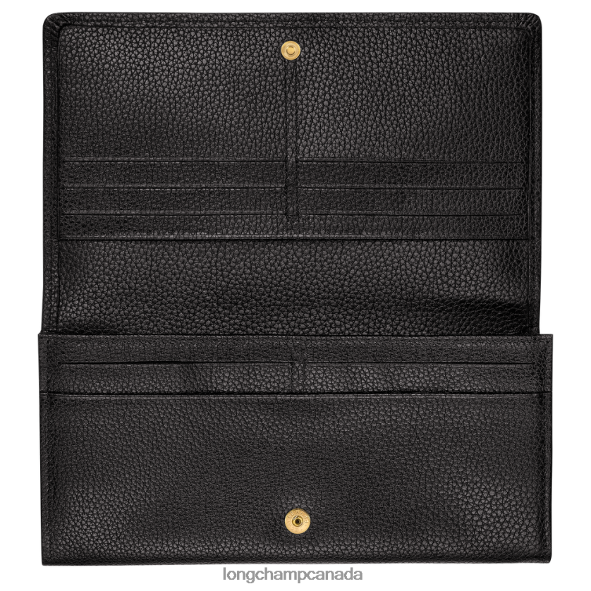 Longchamp Le Foulonne Continental wallet Black Women Leather Goods 2XXDPB609