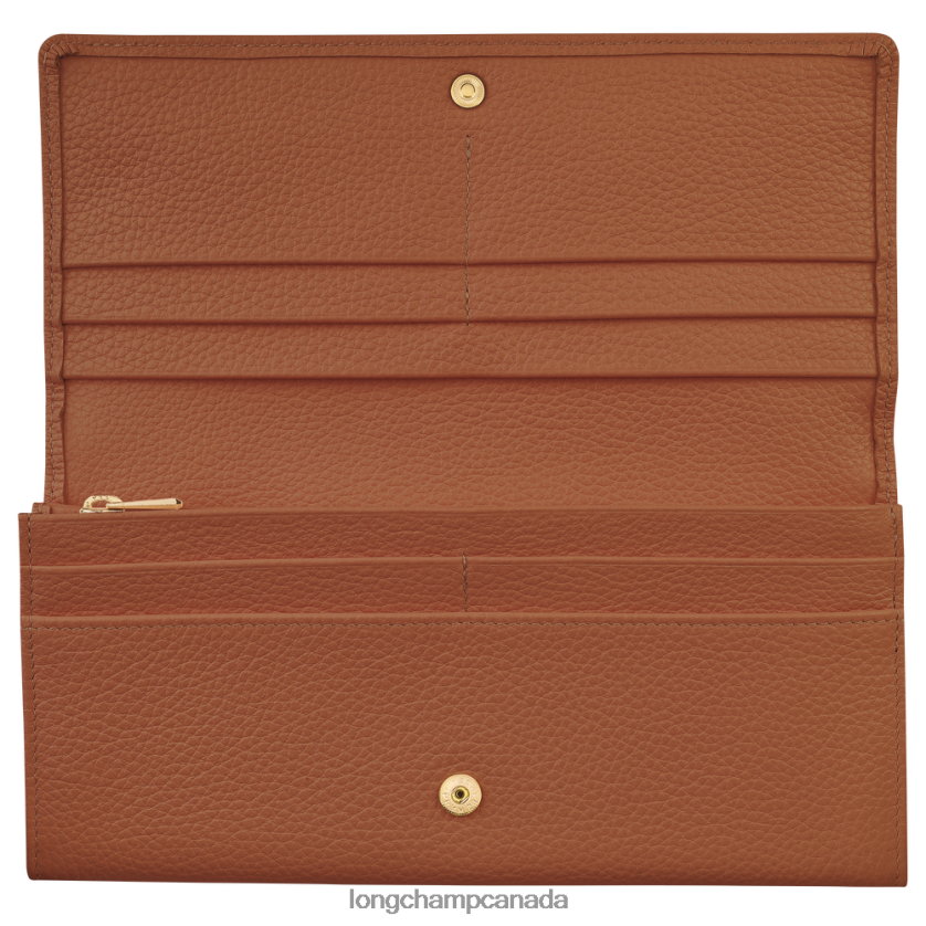 Longchamp Le Foulonne Continental wallet Caramel Women Leather Goods 2XXDPB604