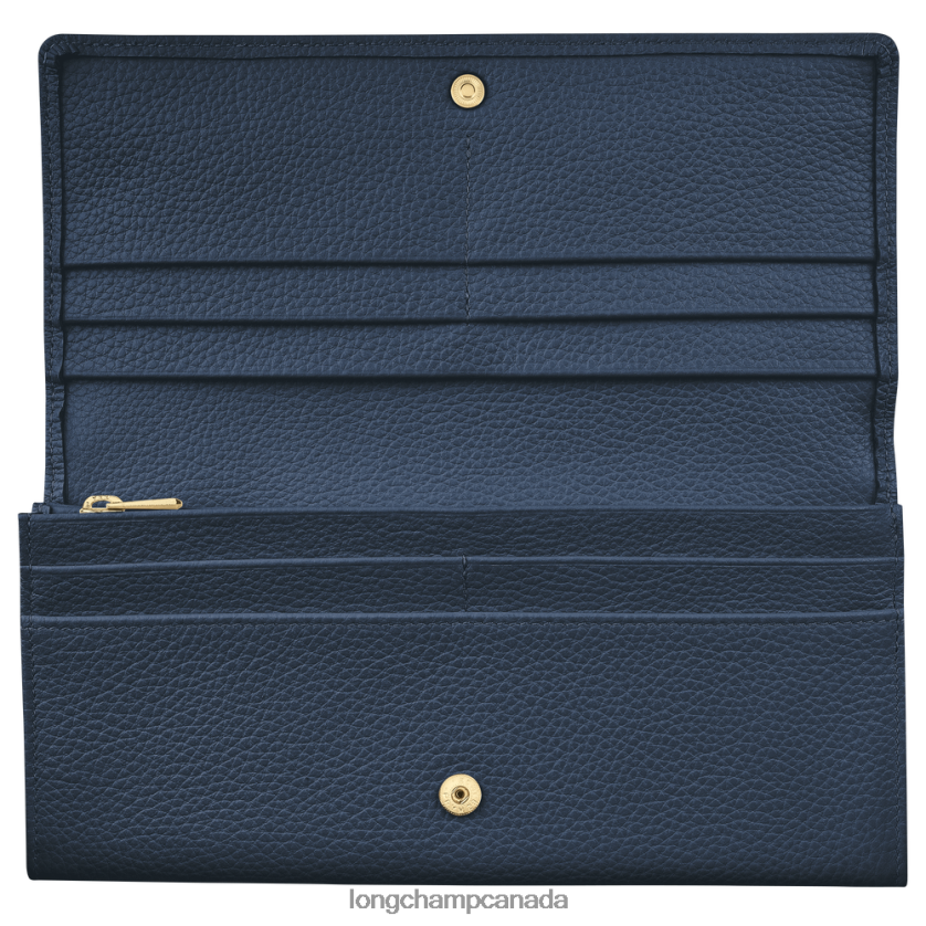 Longchamp Le Foulonne Continental wallet Navy Women Leather Goods 2XXDPB608