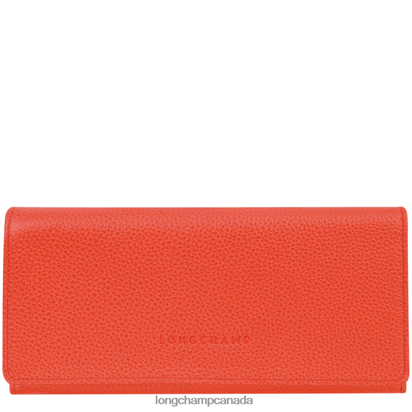 Longchamp Le Foulonne Continental wallet Orange Women Leather Goods 2XXDPB603