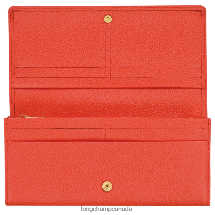 Longchamp Le Foulonne Continental wallet Orange Women Leather Goods 2XXDPB603