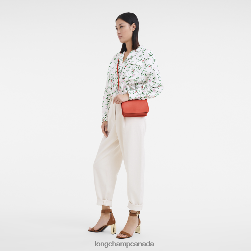 Longchamp Le Foulonne Wallet on chain Orange Women Leather Goods 2XXDPB328