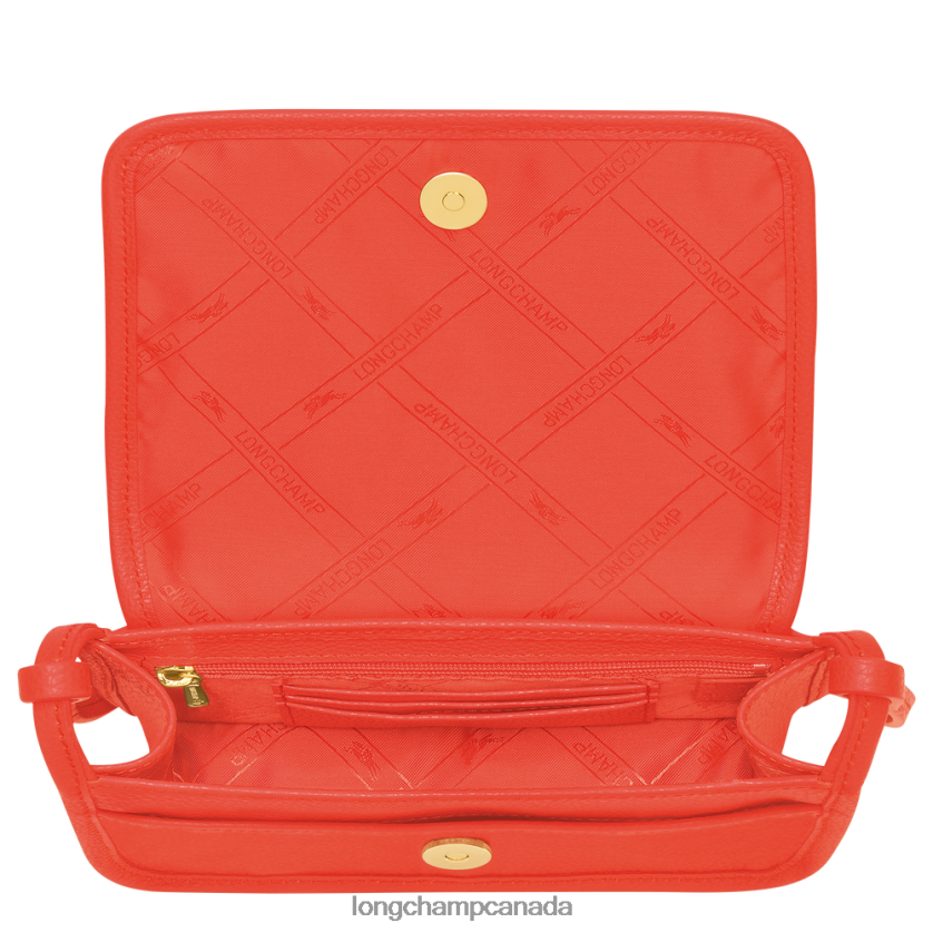 Longchamp Le Foulonne Wallet on chain Orange Women Leather Goods 2XXDPB328