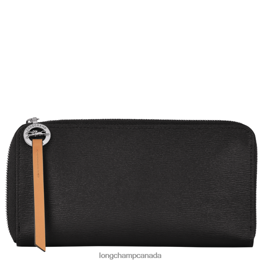Longchamp Le Pliage City Wallet with zip around Black Women Leather Goods 2XXDPB550