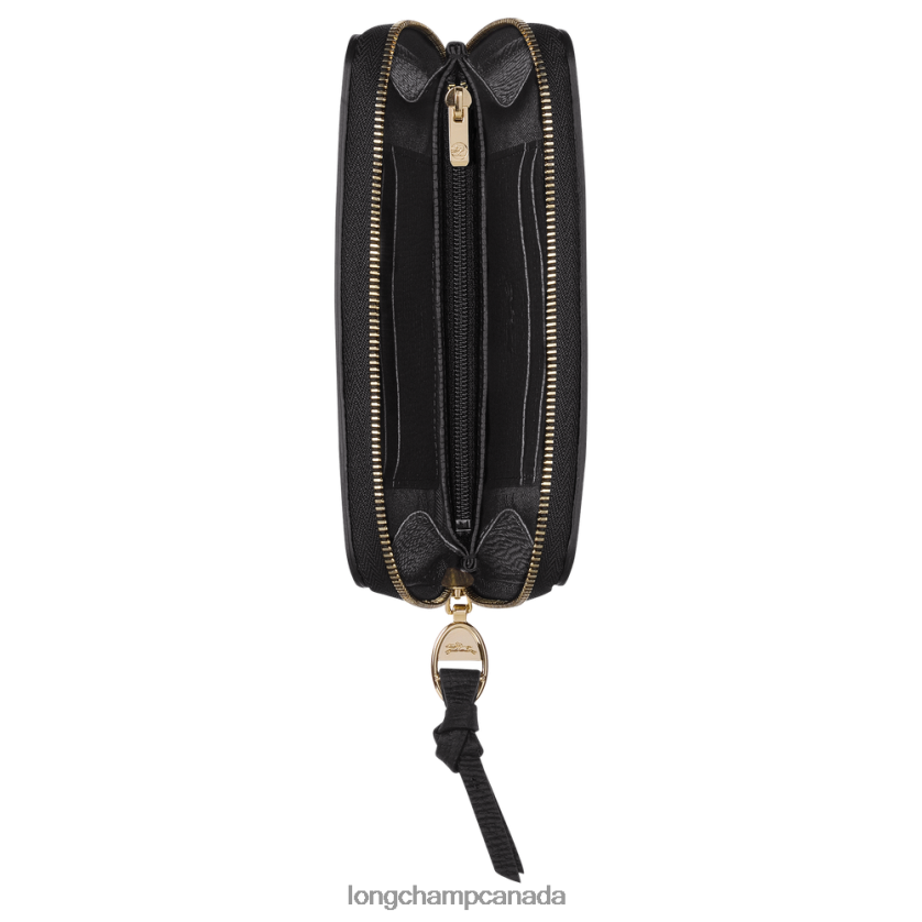 Longchamp Mailbox Wallet Black Women Leather Goods 2XXDPB613