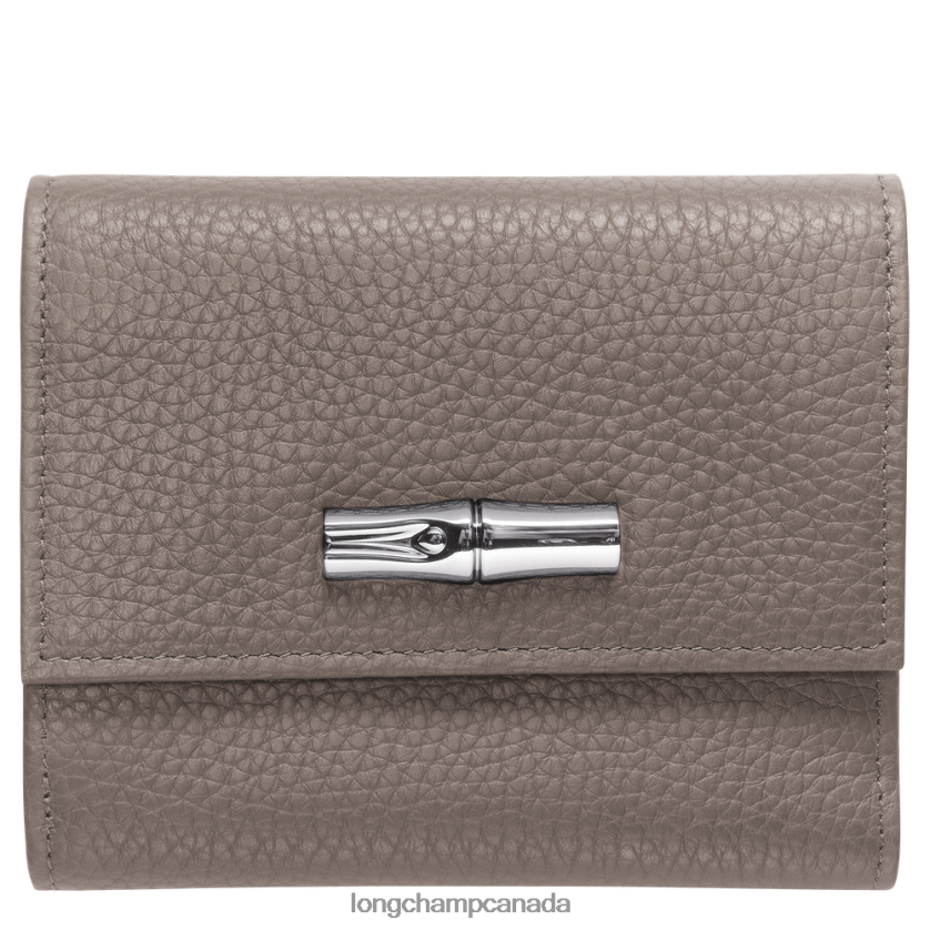 Longchamp Roseau Essential Compact wallet Grey Women Leather Goods 2XXDPB570