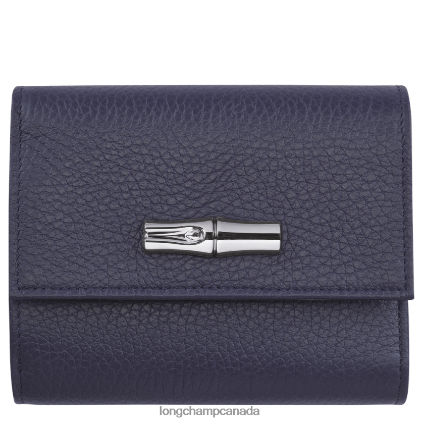 Longchamp Roseau Essential Compact wallet Navy Women Leather Goods 2XXDPB569